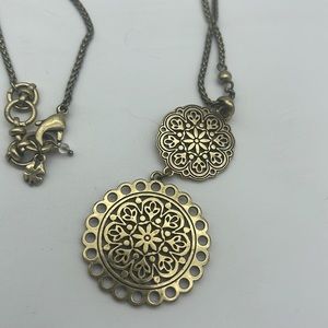 Lucky Brand Long Medallion Pendant Necklace Antiqued Gold Boho